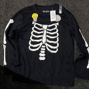 The Children's Place Black and White Skeleton Long Sleeve Tee